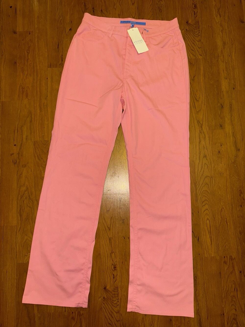 Vintage 90s Escada Pants 42 Pink Straight Leg Bubblegum Stretch Designer
